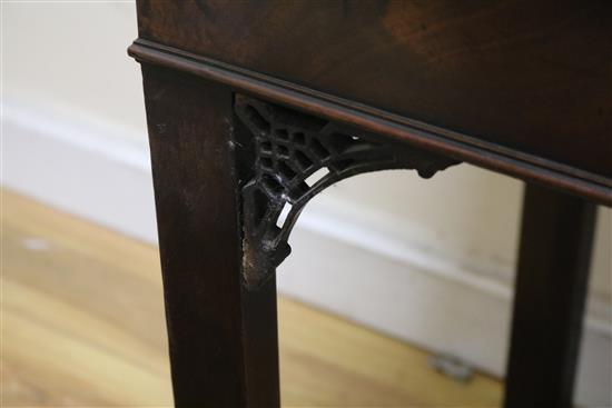 A Georgian mahogany card table with concertina action W.91cm